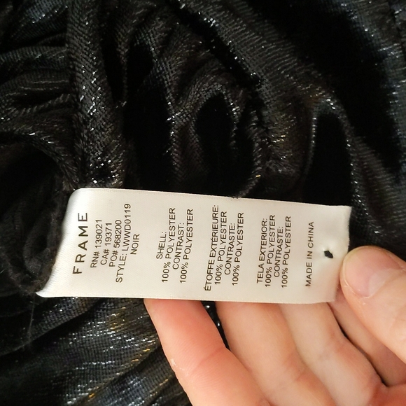 FRAME Black velvet sparkle long sleeve dress - Picture 4 of 4